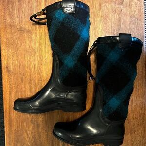 Burberry wool, leather and rubber rain boot, vintage